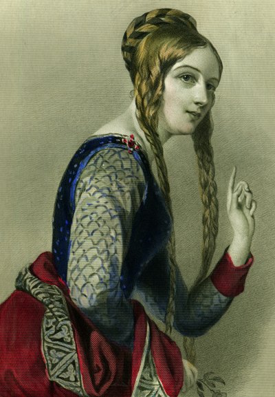 Eleanor av Aquitaine, drottning av Henrik II, tryckt av Henry G. Bohn, 1856 (färgstick) av English School
