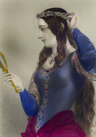 Eleanor av Provence, drottningkonsort av Henrik III av England, tryckt av Henry G. Bohn, London, 1856 (färgstick) av English School
