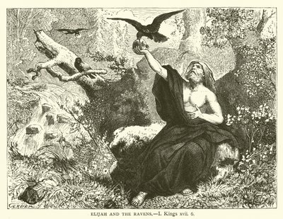 Elia and the Ravens, I, Kings, xvii, 6 (gravyr) av English School