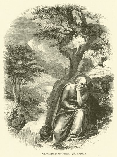 Elia i öknen, M Angelo (gravyr) av English School