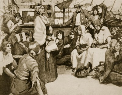 Elizabeth Fry talar till fångarna på ett fångskepp av English School