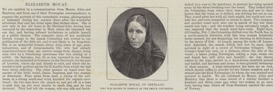 Elizabeth Mouat, från Shetland, som sprängdes till Norge i Smack Columbine (gravyr) av English School