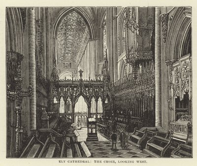 Ely Cathedral, kören, blickar västerut av English School