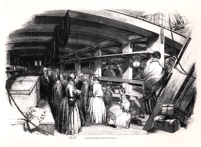 Emigrantskepp, mellan däck, 1850 av English School