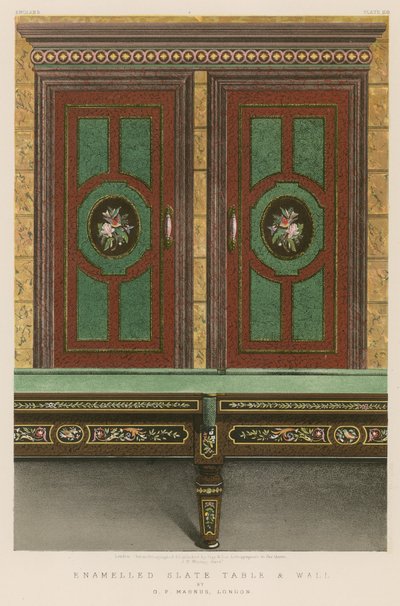Emaljerat skifferbord och vägg av G F Magnus, London av English School