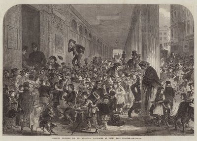 Engagera barn för julpantomimen på Drury Lane Theatre (gravyr) av English School