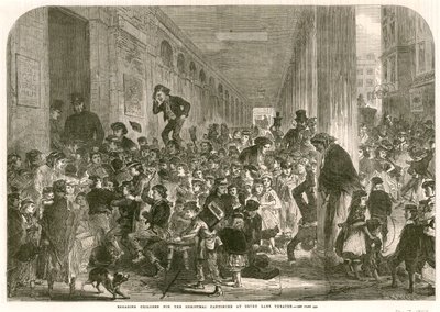 Engagera barn för julpantomimen på Drury Lane Theatre, London av English School