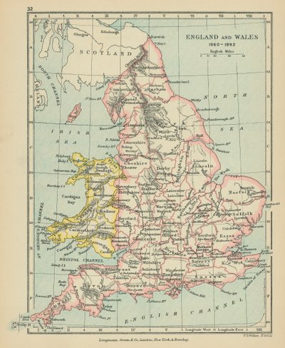 England  Wales (färglitografi) av English School