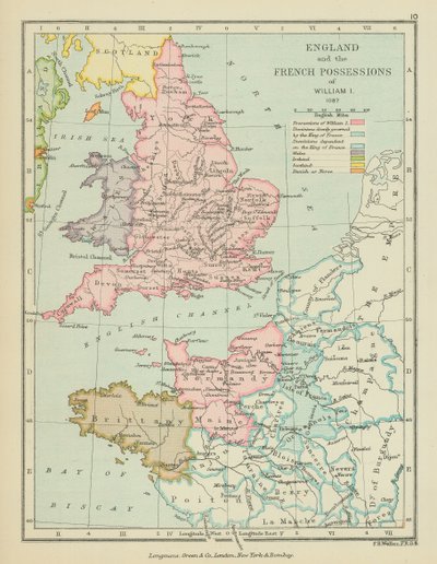 England och de franska besittningarna under Vilhelm I (färglitografi) av English School