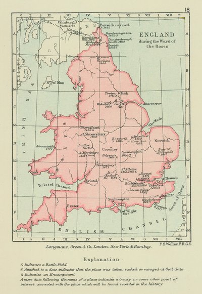 England under Rosornas krig (färglitografi) av English School