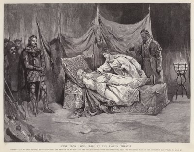 De engelska skådespelarna Henry Irving och Ellen Terry i en produktion av Shakespeares King Lear på Lyceum Theatre, London av English School
