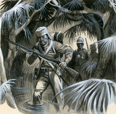Engelska soldater i Indien på 1800-talet av English School