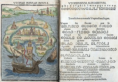 Gravyr från "Utopia" av Thomas More av English School