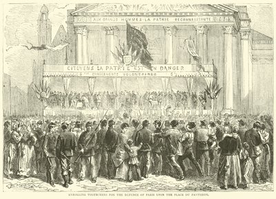 Anmälan av frivilliga för försvaret av Paris på Place du Pantheon, oktober 1870 av English School