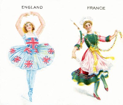 Entente Cordiale (Cordial Understanding) cigarettkort, 1915 av English School