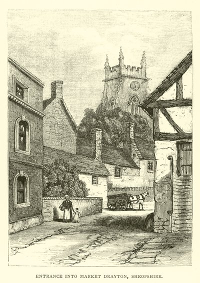 Ingång till Market Drayton, Shropshire av English School