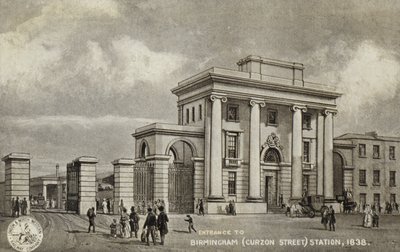 Ingång till Birmingham (Curzon Street) Station, 1838 av English School