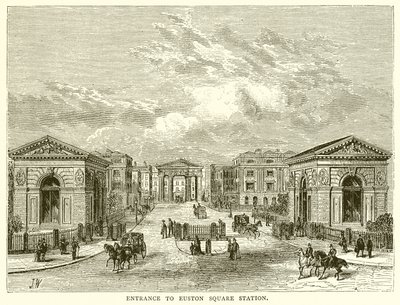Ingång till Euston Square Station av English School