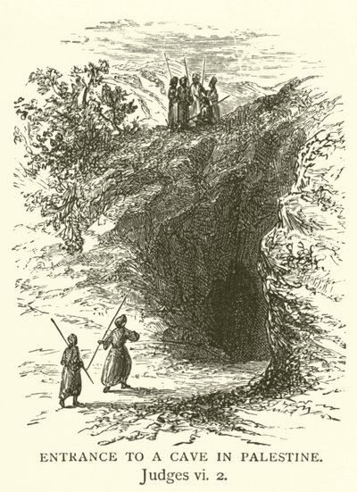 Eingang zu einer Höhle in Palästina (Richter, vi, 2) von English School