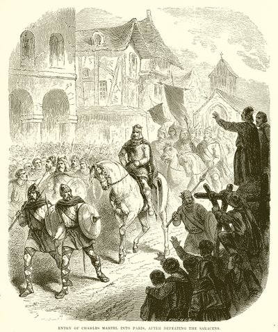Charles Martels inträde i Paris efter att ha besegrat saracenerna av English School