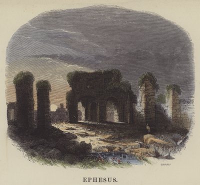 Efesos (färgad gravyr) av English School