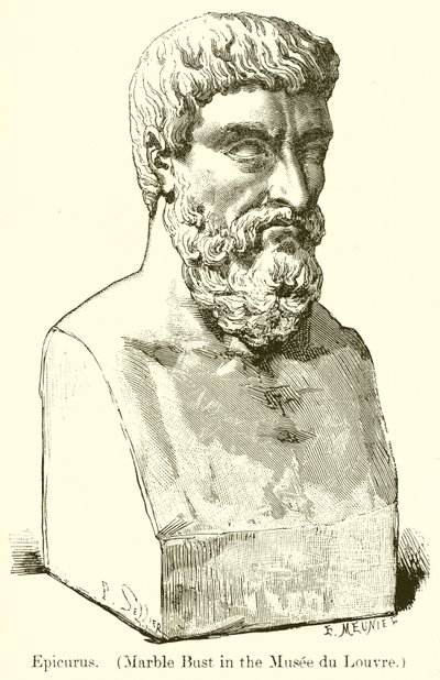 Epikuros. (Marmorbyst i Musee du Louvre) (gravyr) av English School