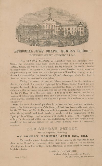 Episcopal Jews Chapel söndagsskola av English School