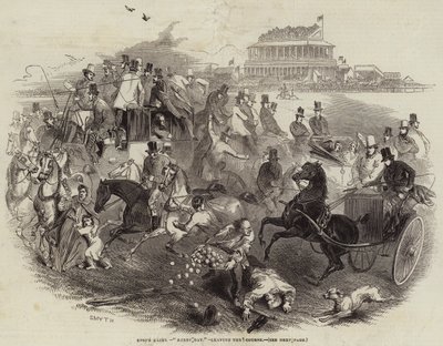 Epsom Races, "Derby Day", lämnar banan (gravyr) av English School