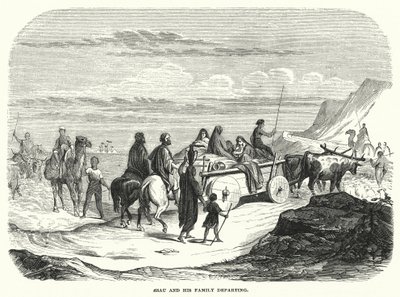 Esau och hans familj på väg (gravyr) av English School