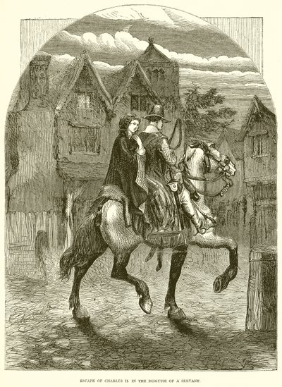 Charles II:s flykt. i en tjänares förklädnad av English School
