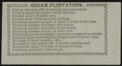 Eskortkort med titeln Cigar Flirtation av English School
