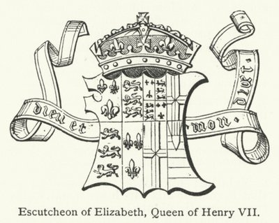 Nyckelskylt för Elizabeth, drottning av Henrik VII (gravyr) av English School