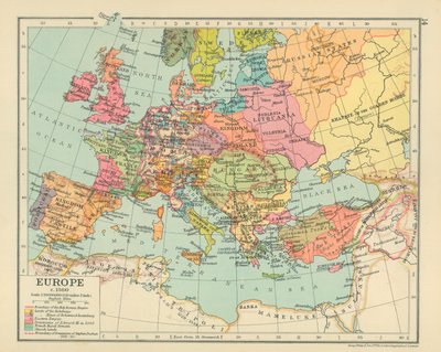 Europa ca 1360 (färglitografi) av English School