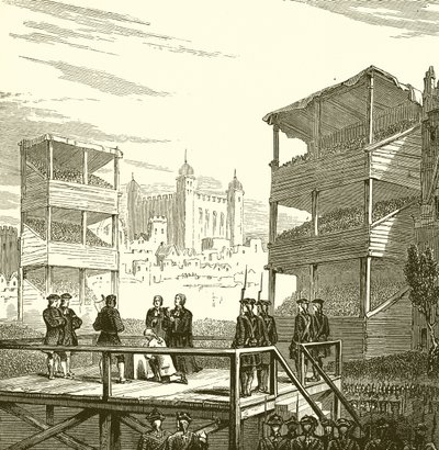Avrättning av Lord of Lord Derwentwater på Tower Hill, 1716 av English School