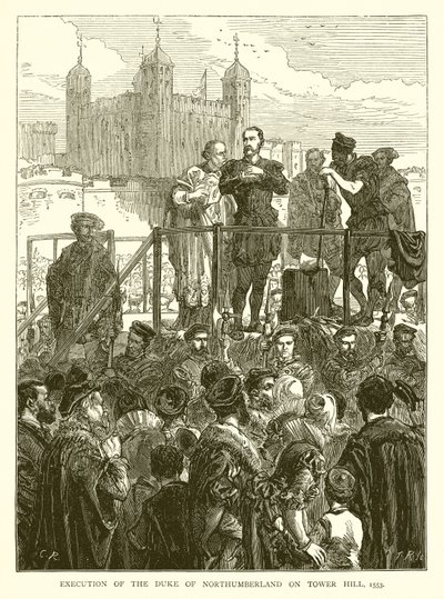 Avrättning av hertigen av Northumberland på Tower Hill, 1553 av English School