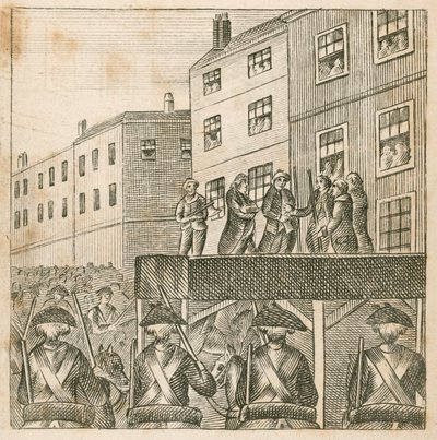 Avrättning av de upproriska lorderna på Tower Hill i London av English School