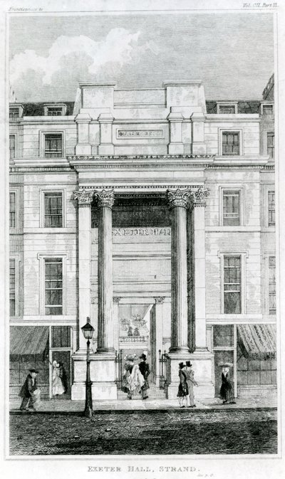 Exeter Hall, Strand, London från Gentlemans Magazine av English School