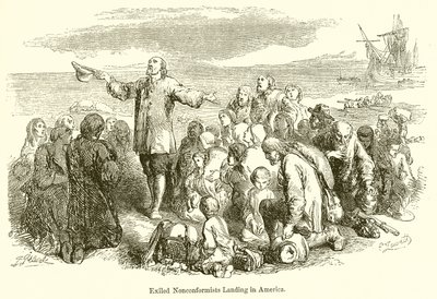 Exil nonconformists landar i Amerika av English School