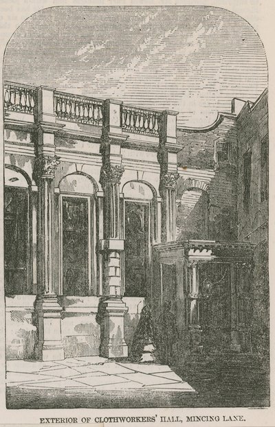 Exteriör av Clothworkers Hall, Mincing Lane, London av English School