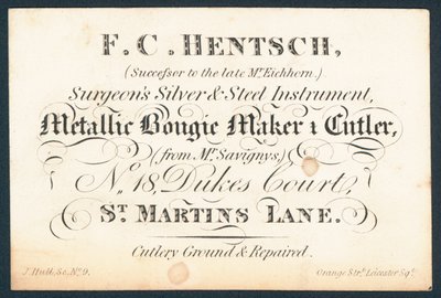 F C Hentsch, kirurger silver- och stålinstrument av English School