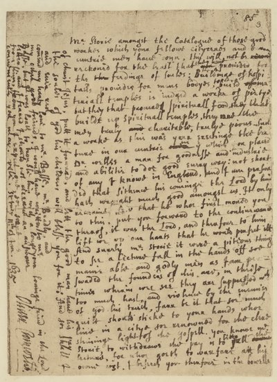 Faksimil av Oliver Cromwells brev till Mr Storie, daterat St Ives av English School