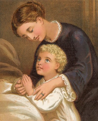Tro och bön (färg litho) av English School