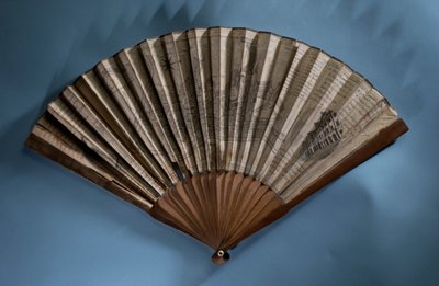 Fläkt som visar en karta över Bath, ca 1790 (tryckta pappersblad och trä) av English School