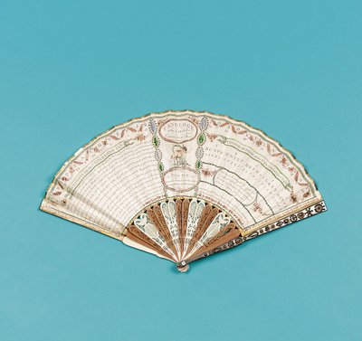 Fläkt tryckt med "Fanology or the Ladies Conversation Fan" av Charles Francis Badini, publicerad 1797 av English School