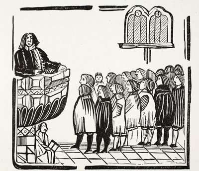 Längre, och mer fruktansvärda varningar från Gud, illustration från Chap-books of the artonde århundrade av John Ashton, pub. 1882 av English School