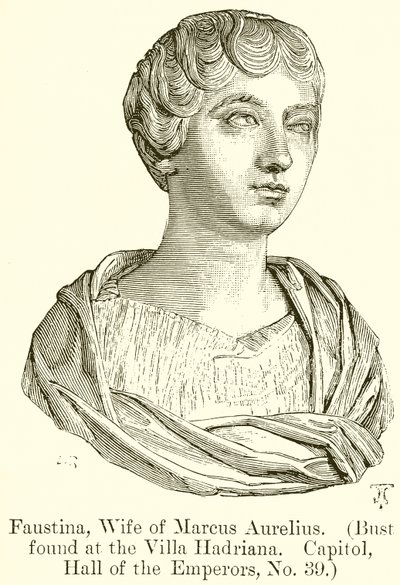 Faustina, maka till Marcus Aurelius. (Byst hittad på Villa Hadriana. Capitol, Hall of the Emperors, nr 39) av English School