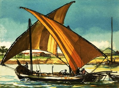 Felucca båtar på floden Nilen av English School