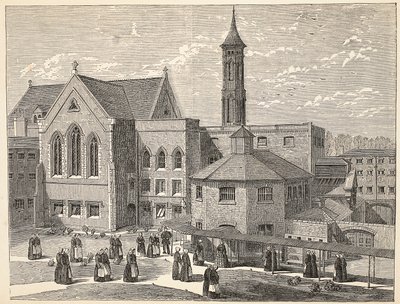 Kvinnliga dömda tränar på luftningsgården vid Brixton Prison, illustration från The Criminal Prisons of London och Scenes from Prison Life av Henry Mayhew och John Binny, pub. 1862 av English School