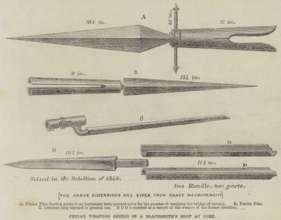 Fenianska vapen beslagtagna i en smedsbutik i Cork (gravyr) av English School
