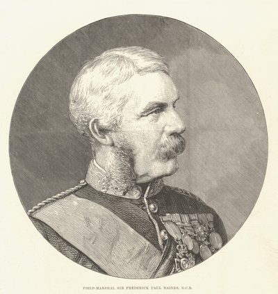 Fältmarskalk Sir Frederick Paul Haines, GCB (gravyr) av English School